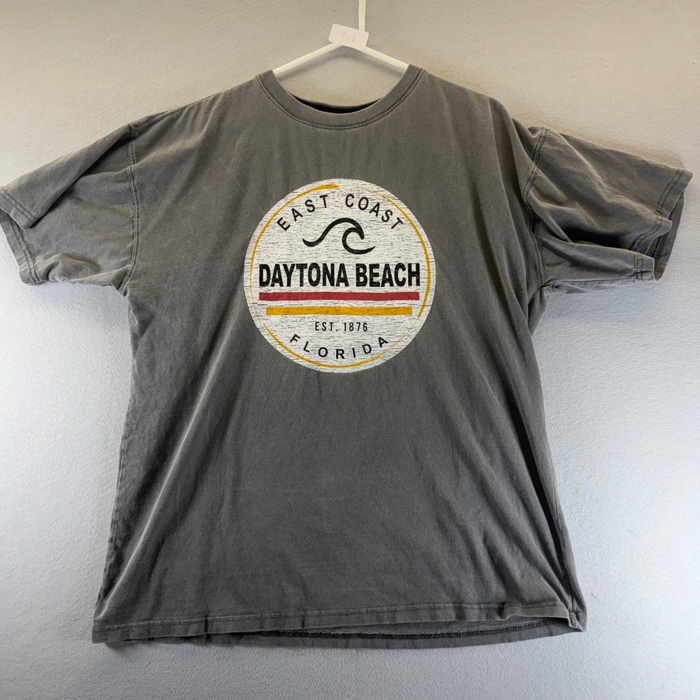 Collegiate Cotton Daytona Beach Florida Graphic T-Shirt Men XL Gray Short Sleeve